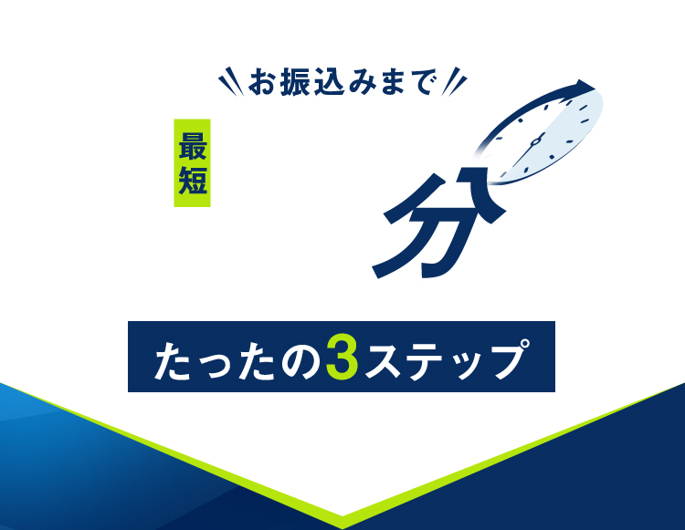 お振込みまで最短30分たったの3ステップ